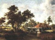 HOBBEMA, Meyndert Wooded Landscape with Water Mill wf oil painting picture wholesale